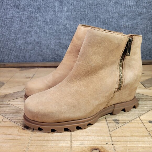 Sorel Joan of Arctic Wedge III Boots Womens 10 Ash Brown Leather Chelseaβ Bootie - Picture 2 of 10